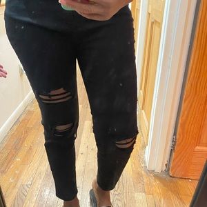 Destressed Black denim Jeans